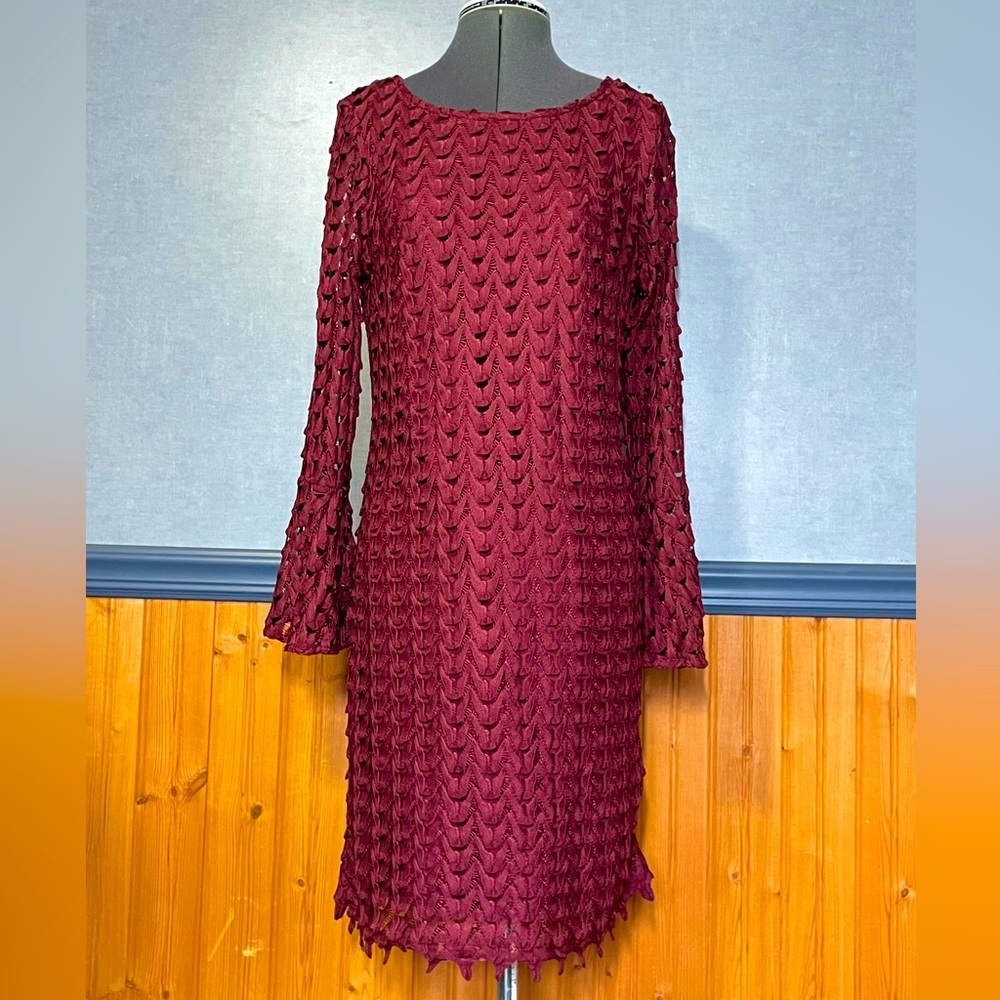Burgundy textured lace dress size 8